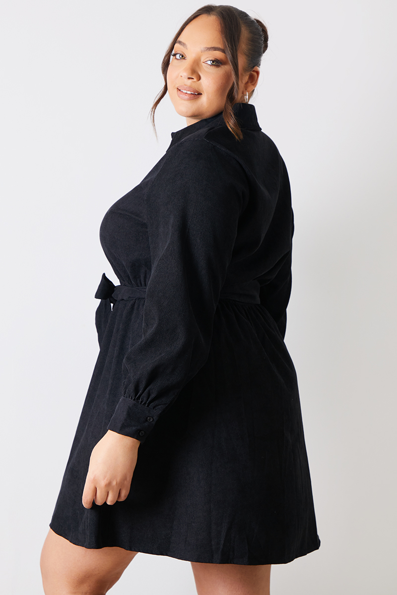 Black corduroy shirt dress best sale