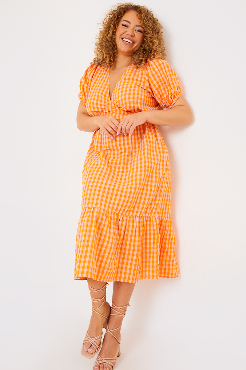 Orange on sale gingham dress