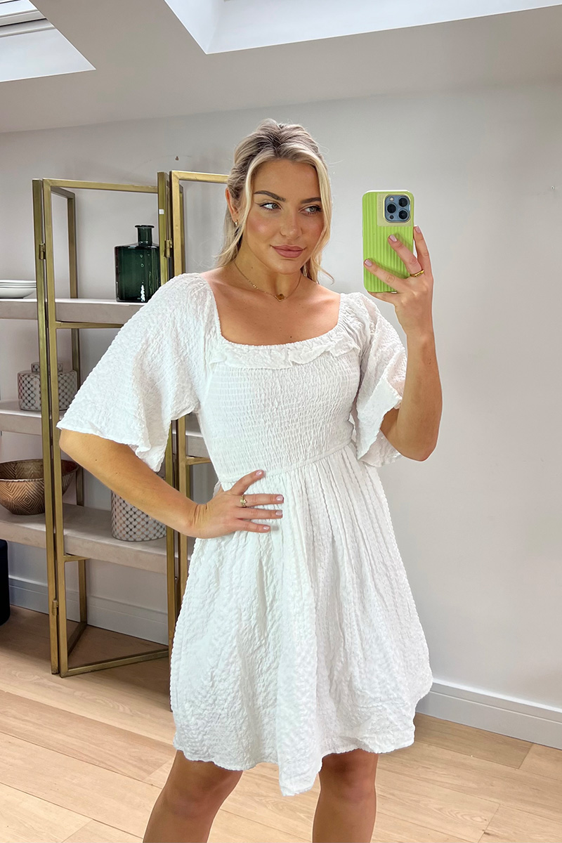 White frill hot sale shift dress