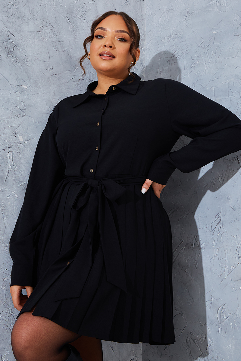 Pleated Shirt Dress | In The Style UK