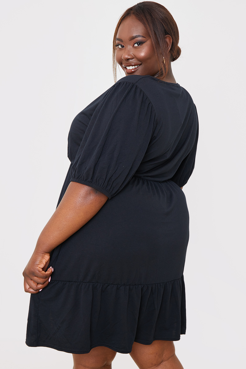 Plus size hotsell black smock dress