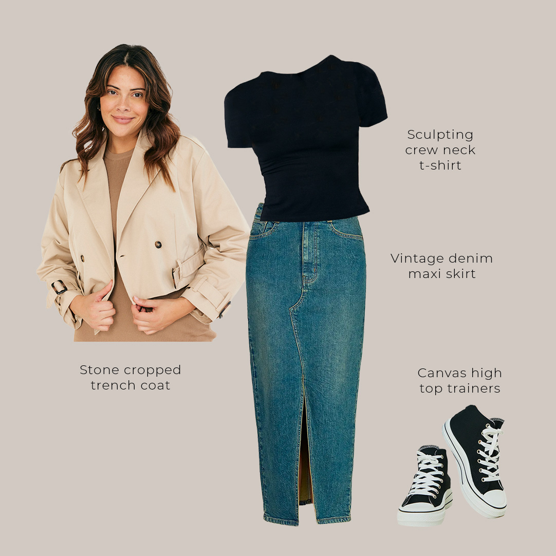 With A Denim Maxi Skirt