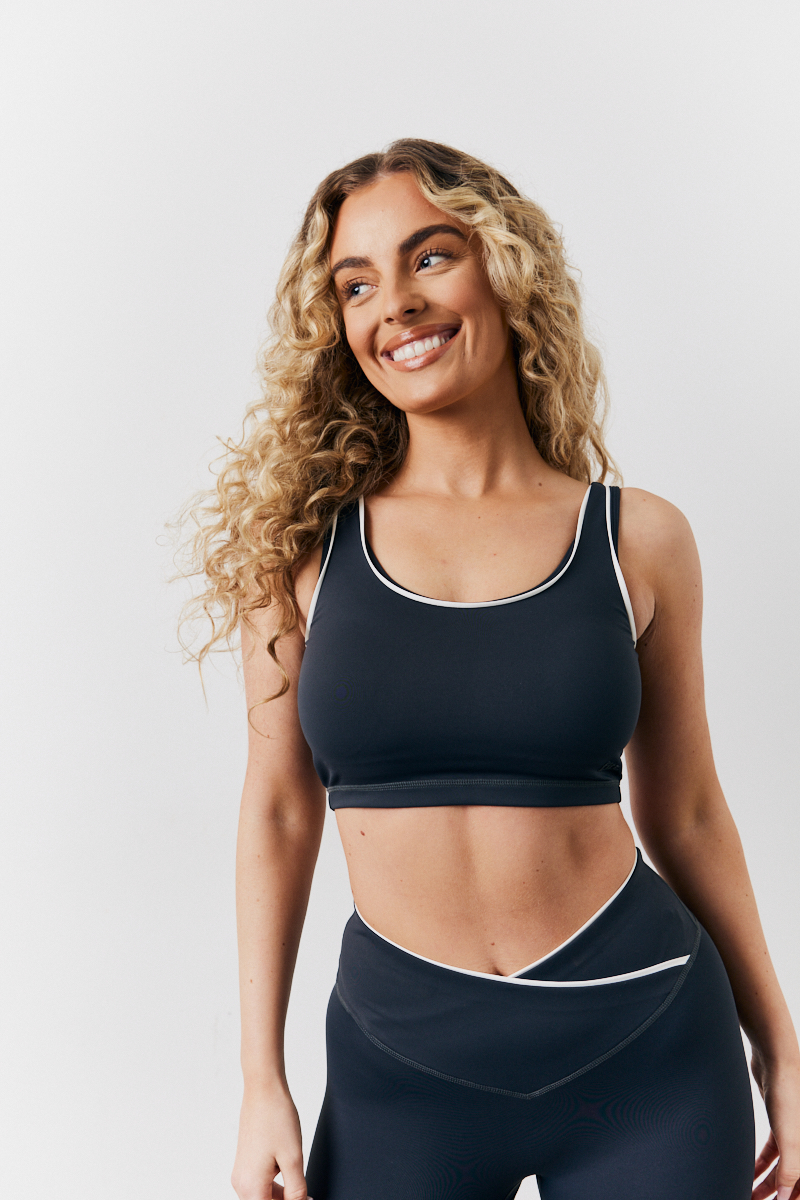 Indigo Blue Contrast Piping Co-Ord Sports Bra