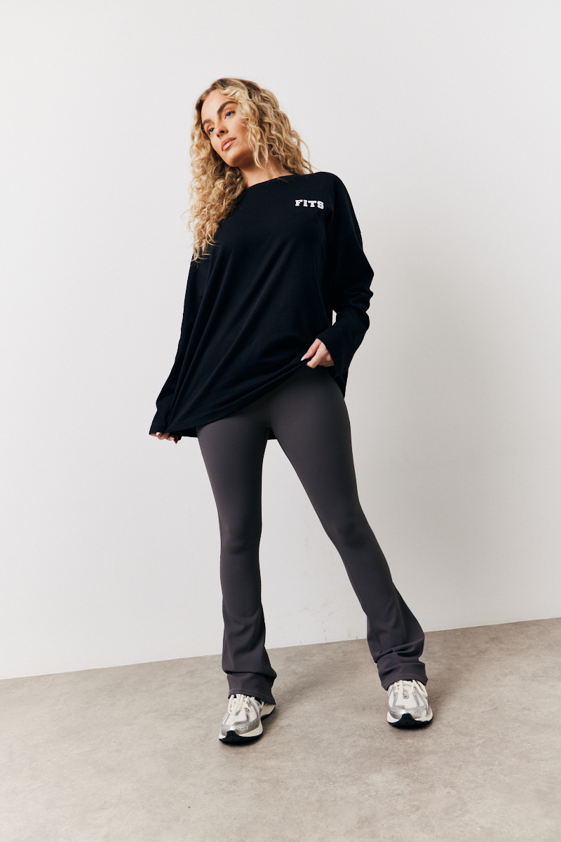 High Waist Sculpt and Control Kick Flare Rib Trouser
