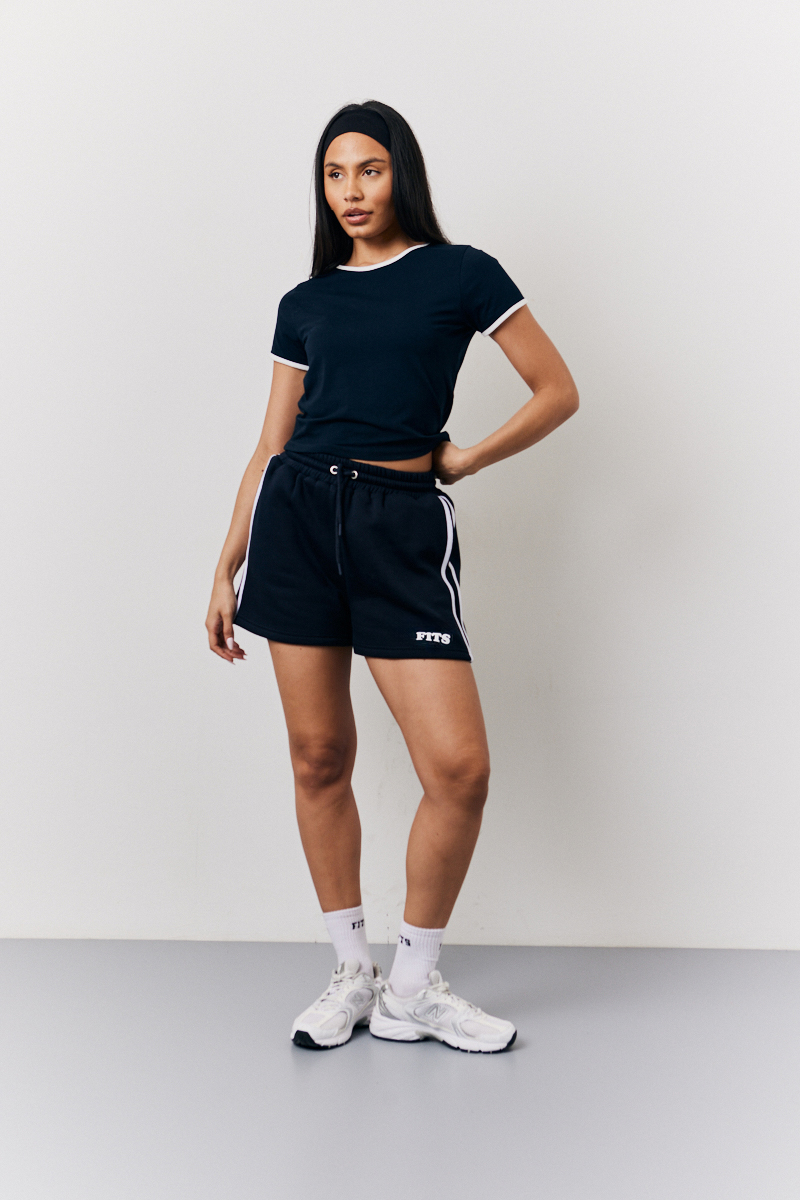 Navy Fits Slogan Shorts