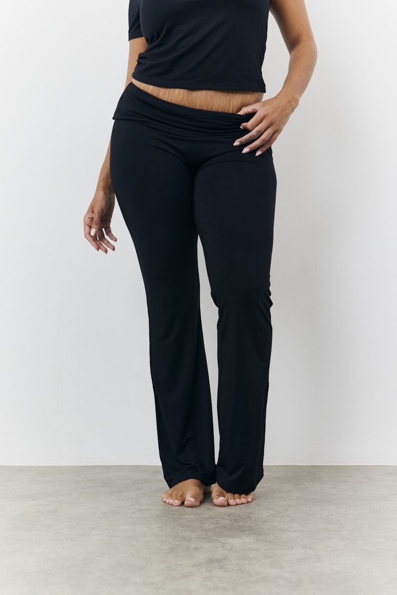 Sculpting Fold Over Waistband Flare Leg Trouser In The Style UK