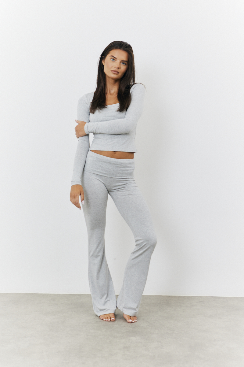 Sculpting Fold over Waistband Flare Leg Trouser