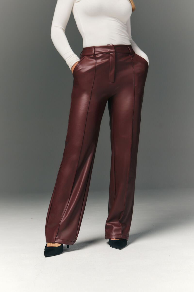 Burgundy Straight Leg Trousers