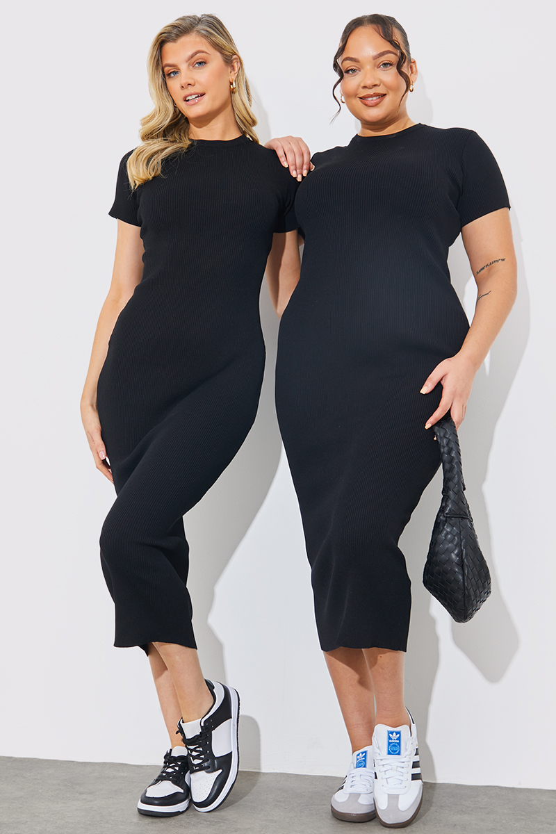 Plus size black knit dress best sale