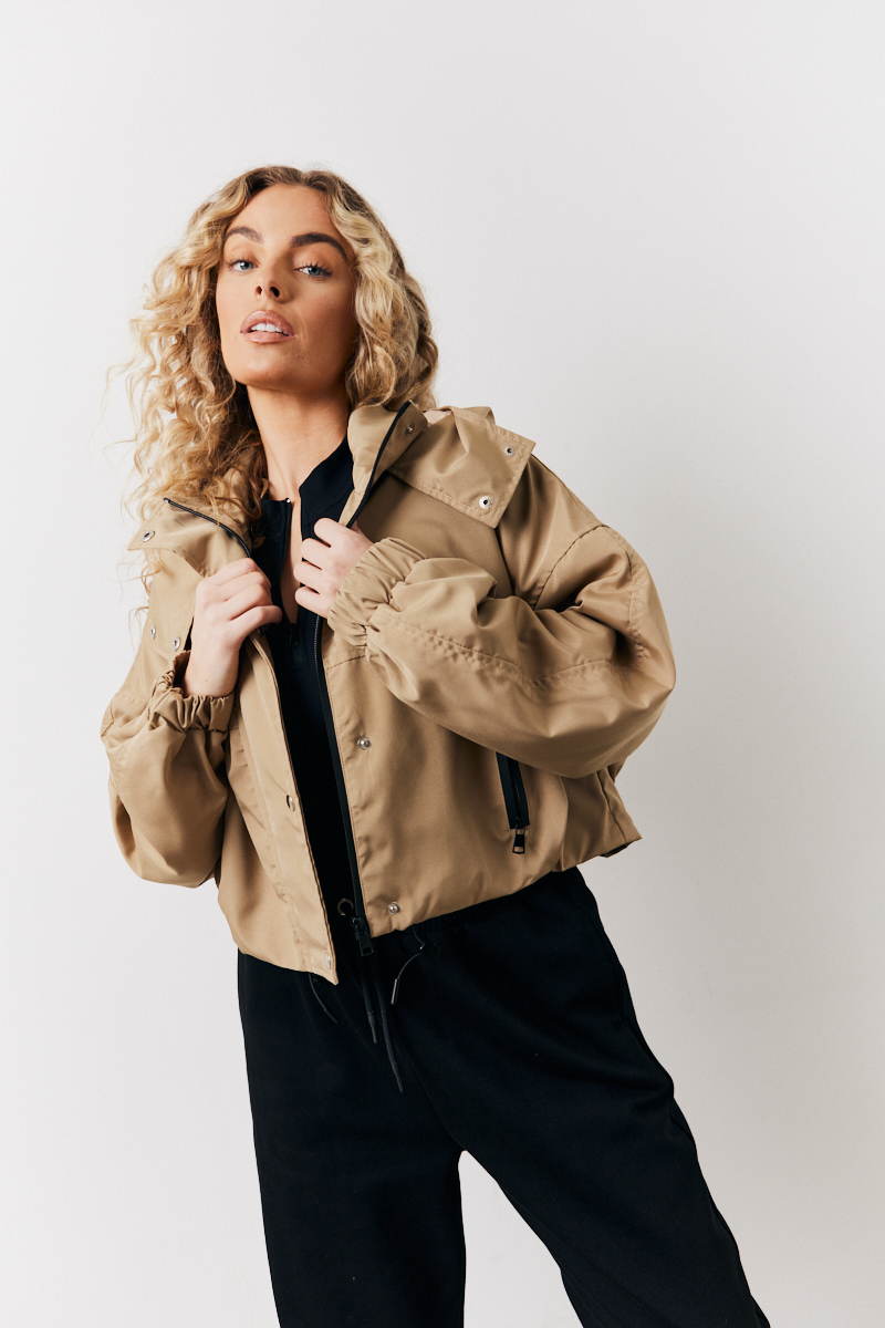Hooded Cropped Windbreaker Jacket