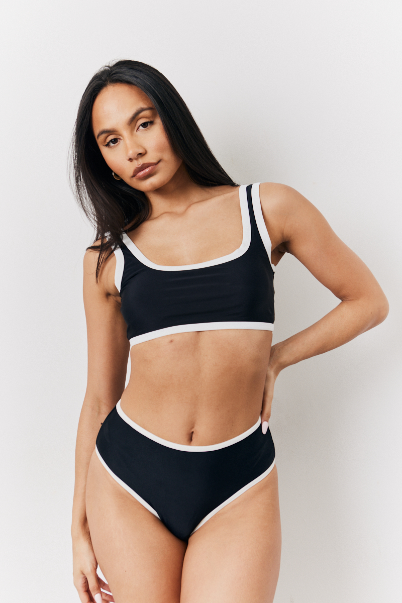 Black Scoop Neck Bikini Top