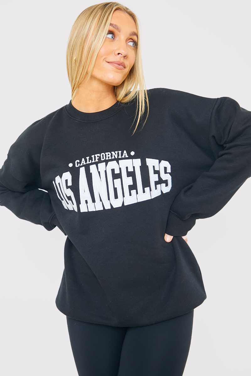 BLACK LOS ANGELES OVERSIZED SWEATER -In The Style
