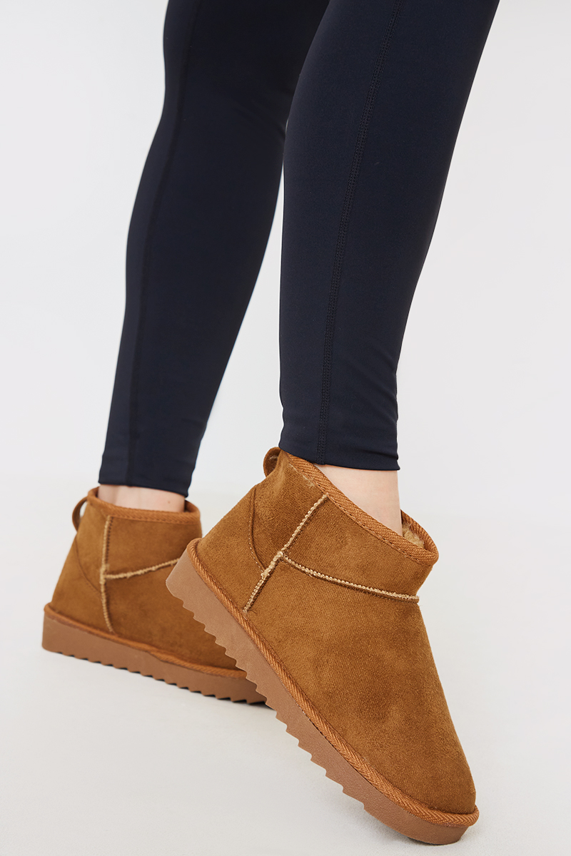 Tan Wide Fit Faux Fur Ankle Boot