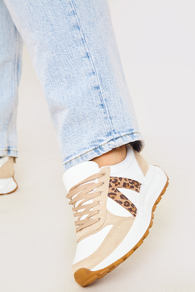 Trainers with leopard hot sale print detail