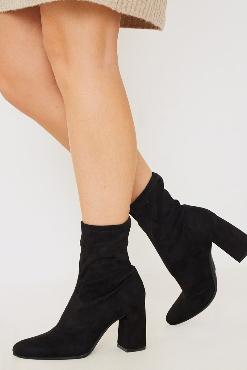 Pointed Toe Heeled Sock Boot