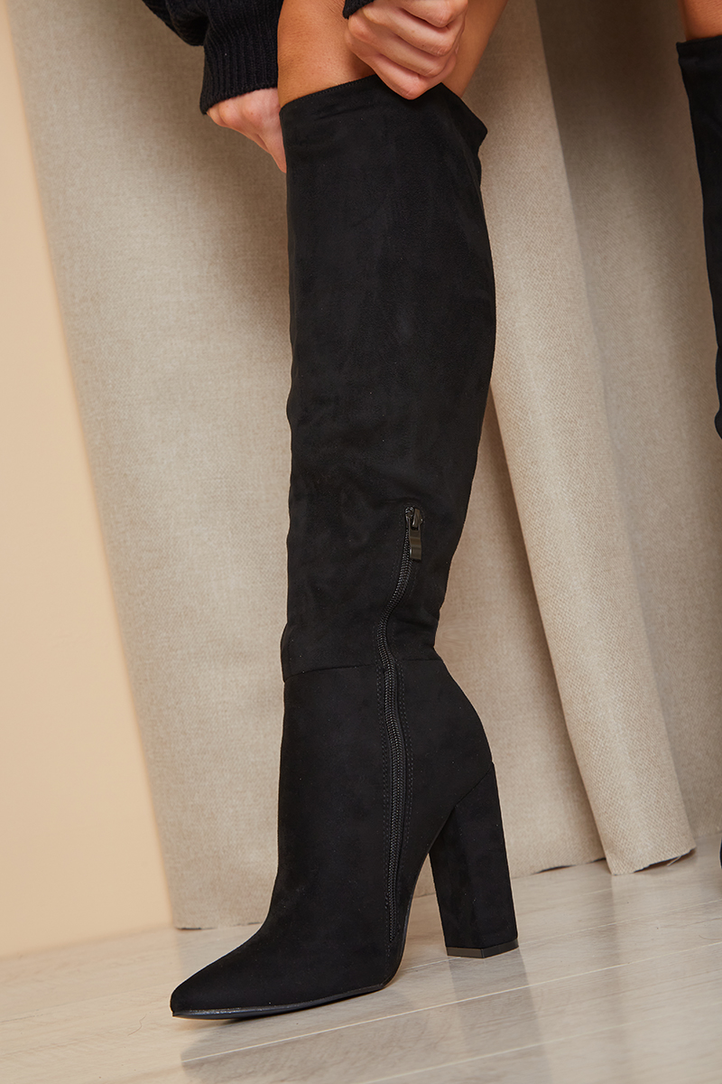 Real suede best sale knee high boots