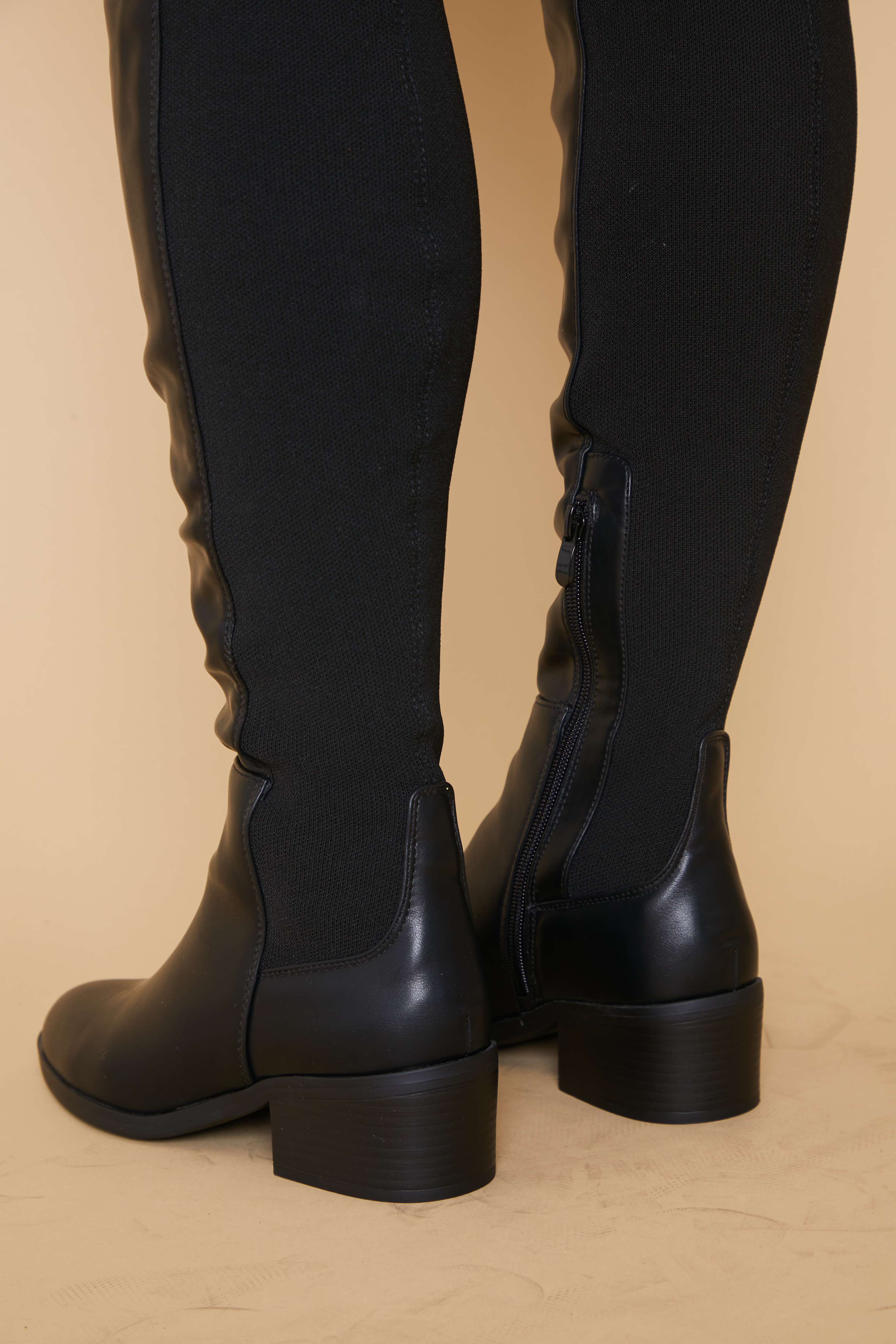 Elastic back 2025 knee high boots