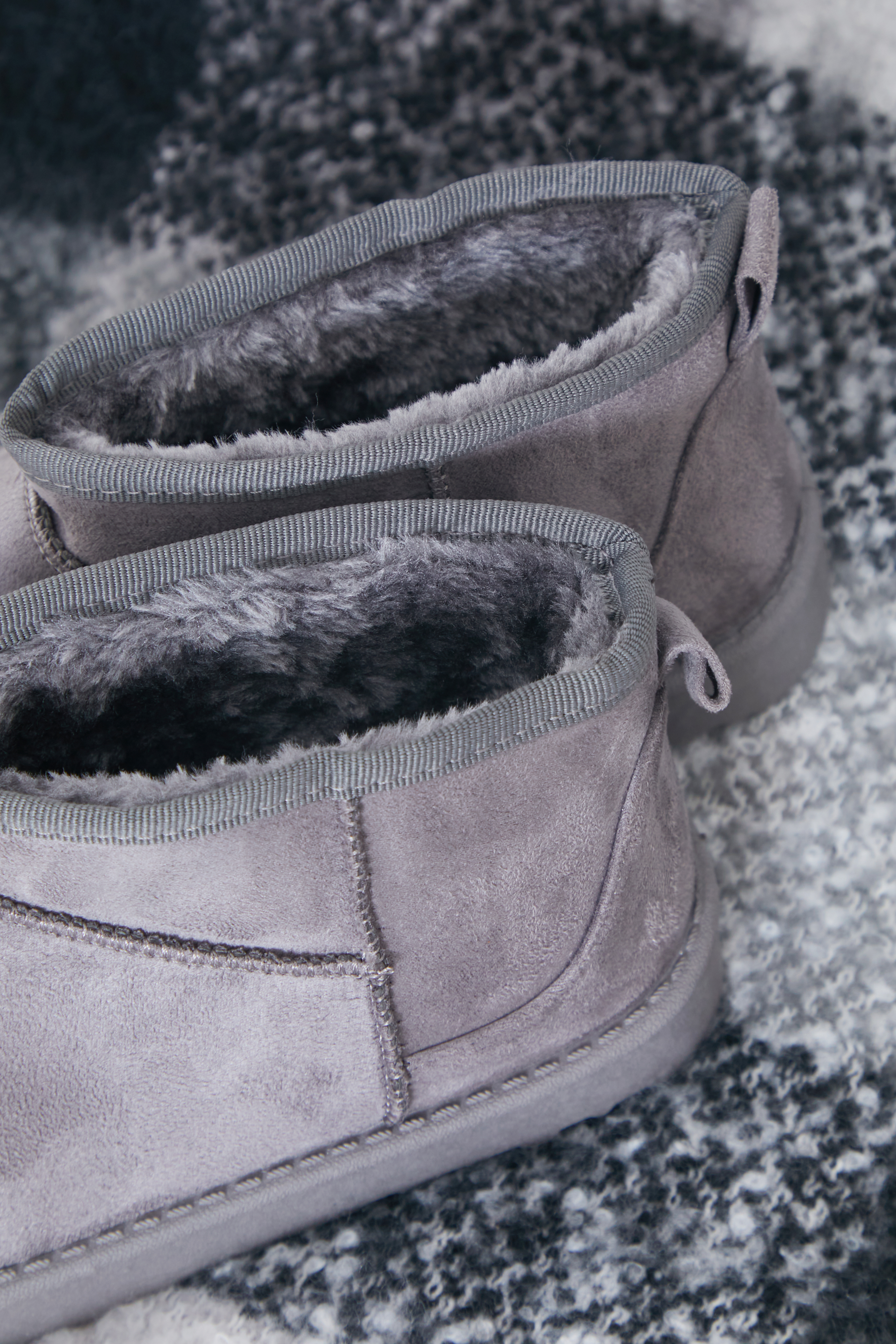 Grey fur ankle boots best sale