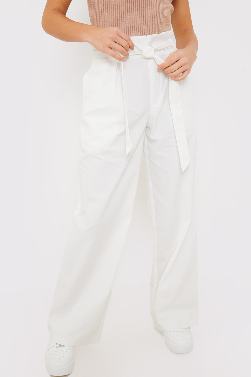 White paperbag 2024 wide leg trousers