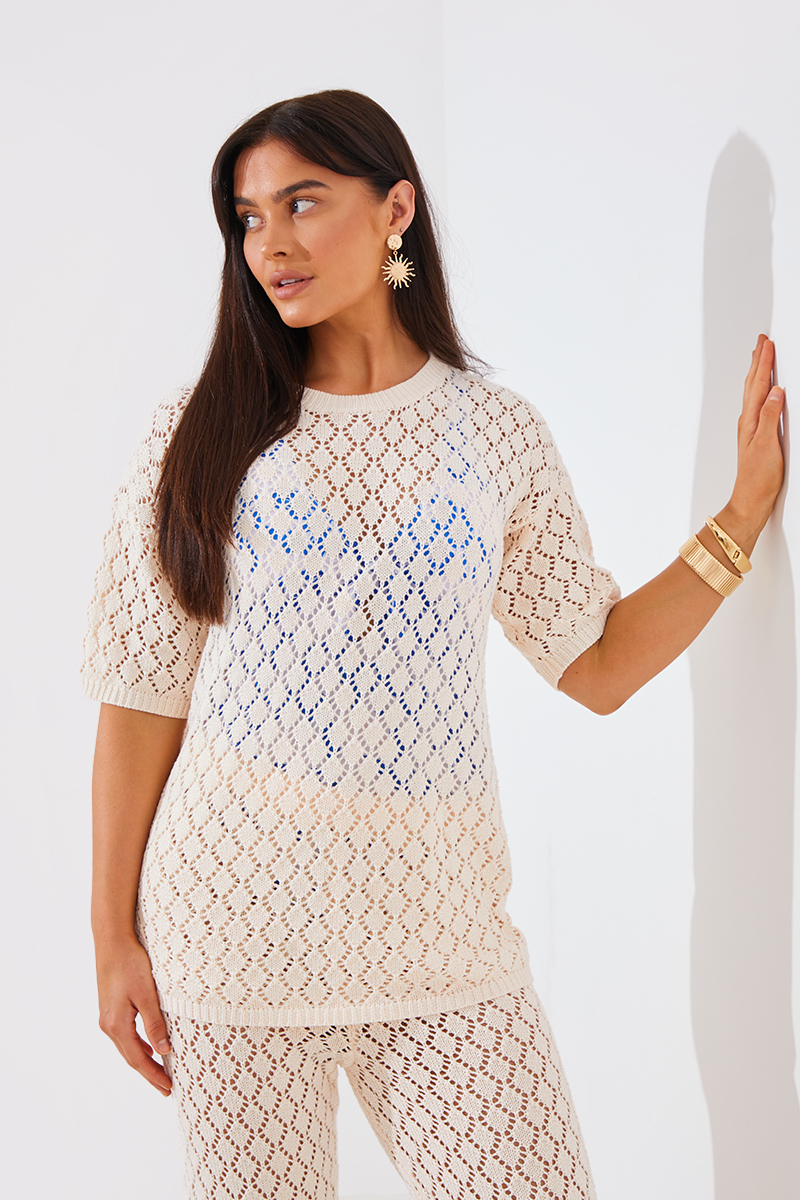 Crochet Longline Co-Ord T Shirt
