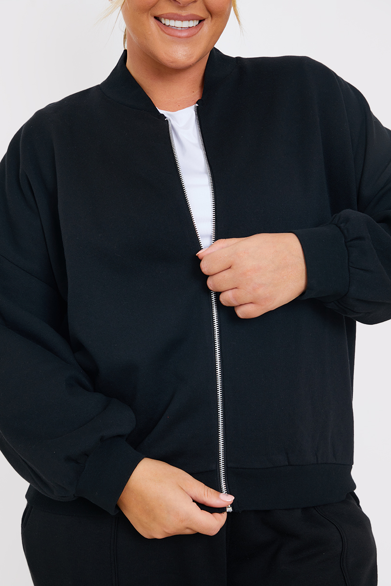 ZIPPERED BOMBER SWEATSHIRT - Ice