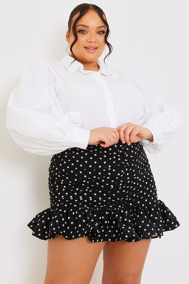 Ruffle skirt black outlet and white