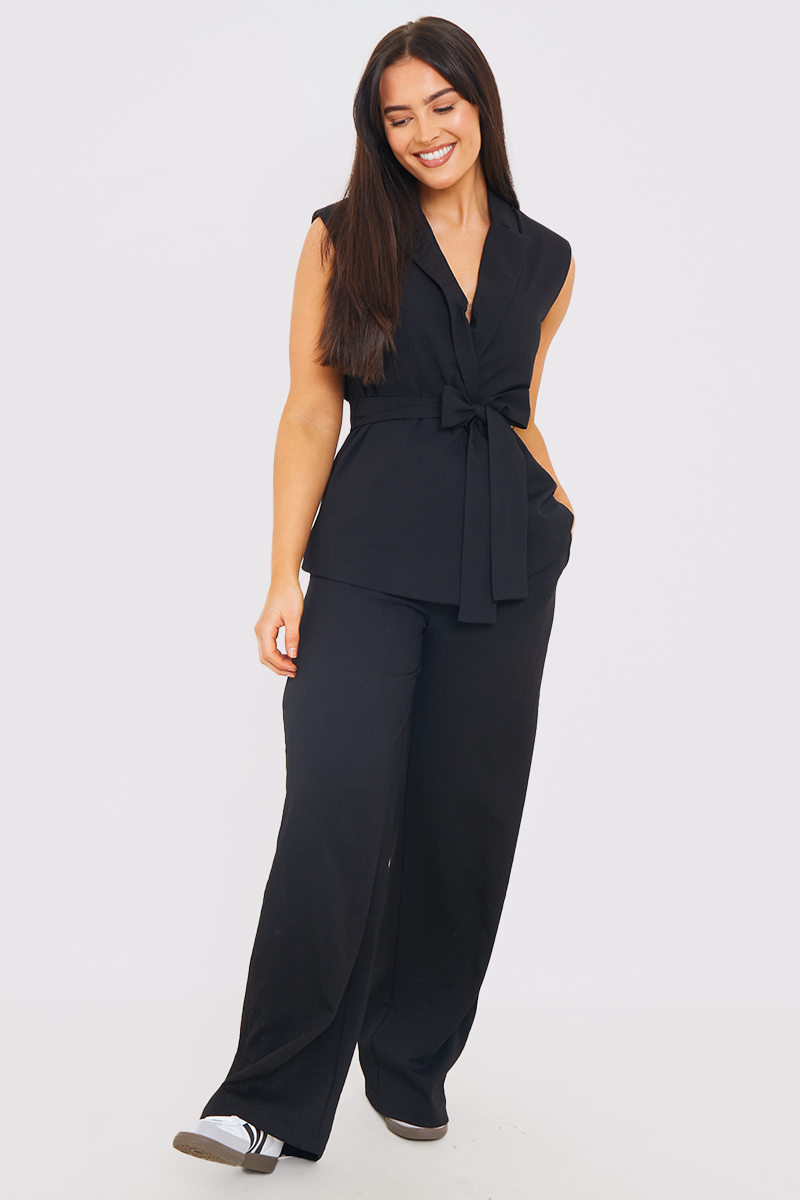 Textured Wide Leg Trousers