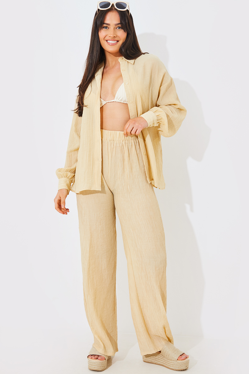 Crinkle Wide Leg Trousers