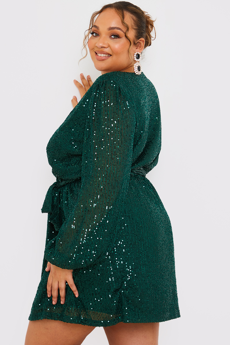 Green sequin outlet skater dress