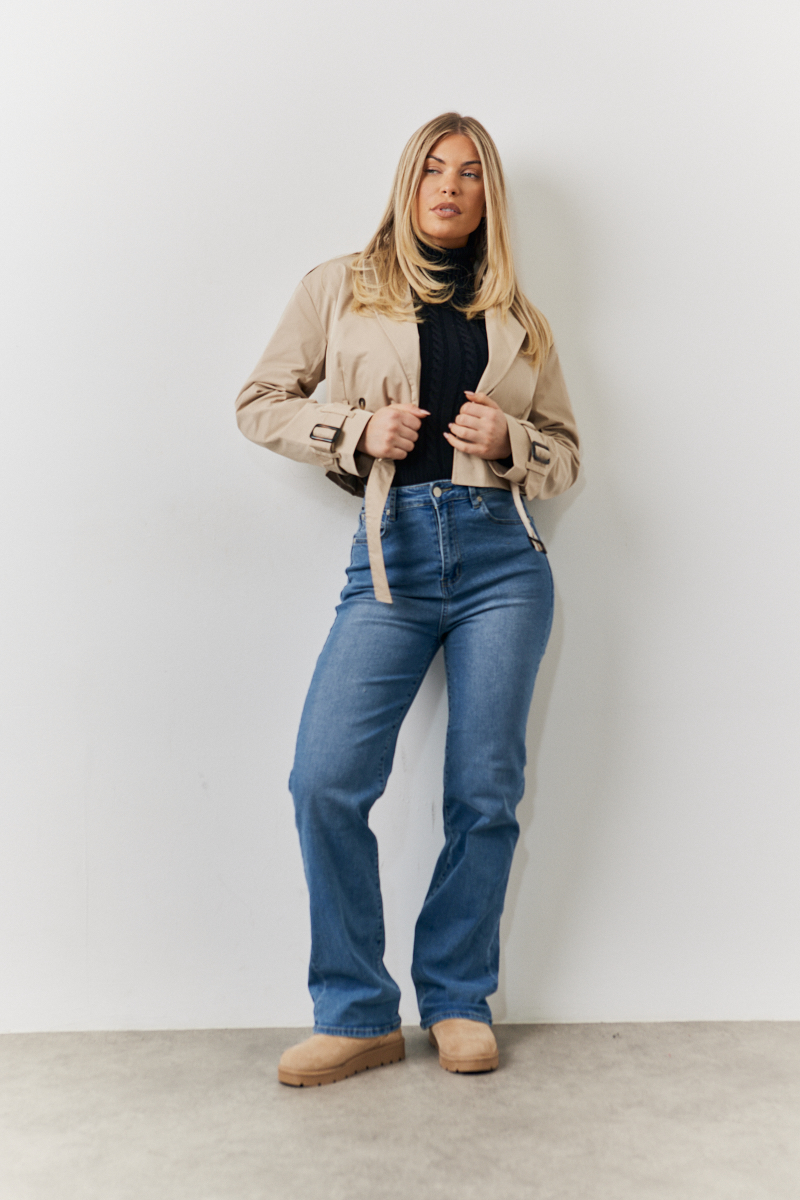 Cropped Belted Trench Coat	