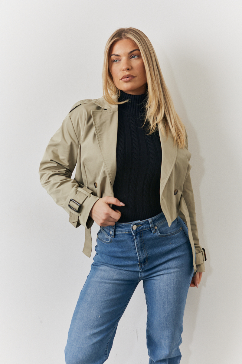 Cropped Belted Trench Coat	