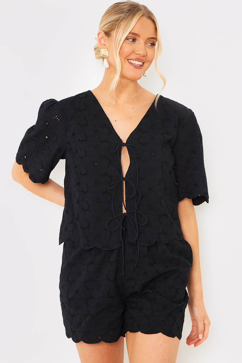 Lace Scallop Edge Detail Shorts
