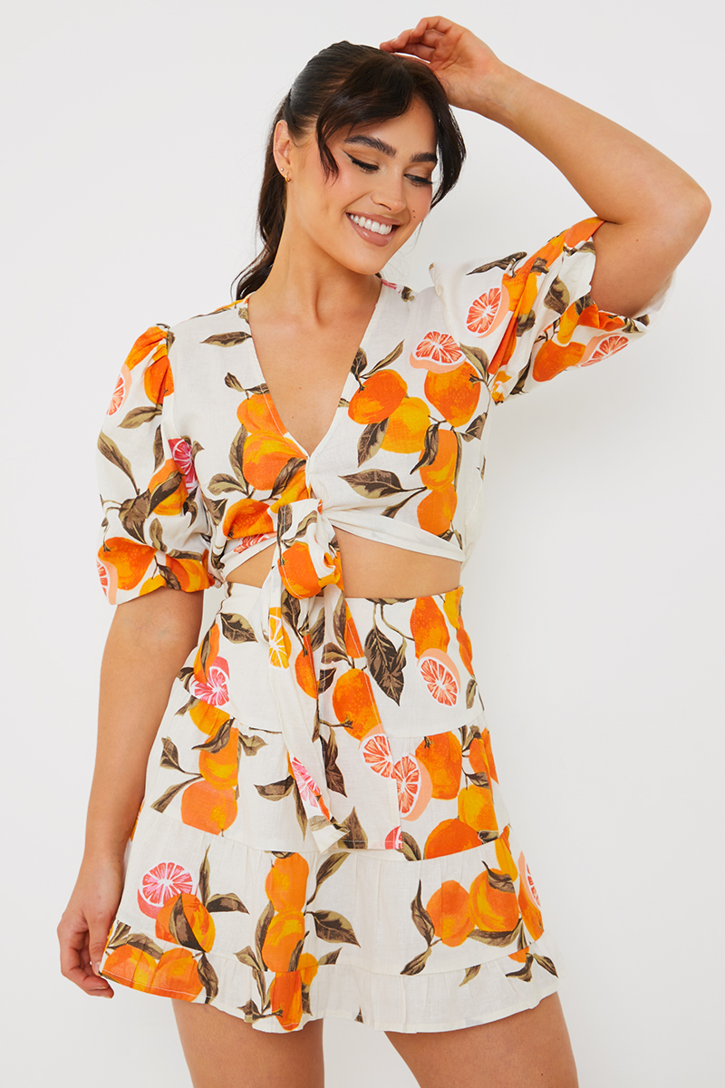Fruit Printed Mini Skirt
