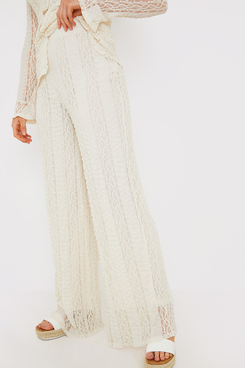 Textured Lace Co Ord Trousers