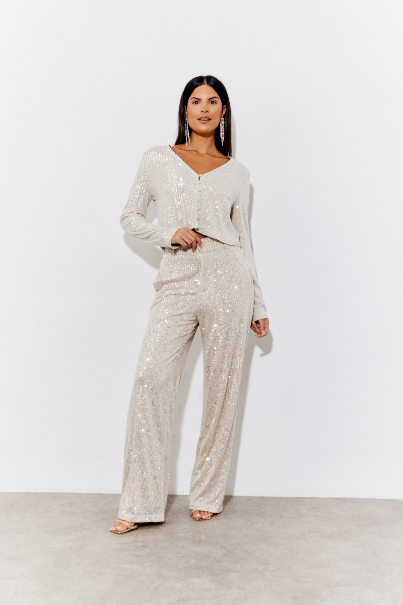 Sequin Wide Leg Trouser