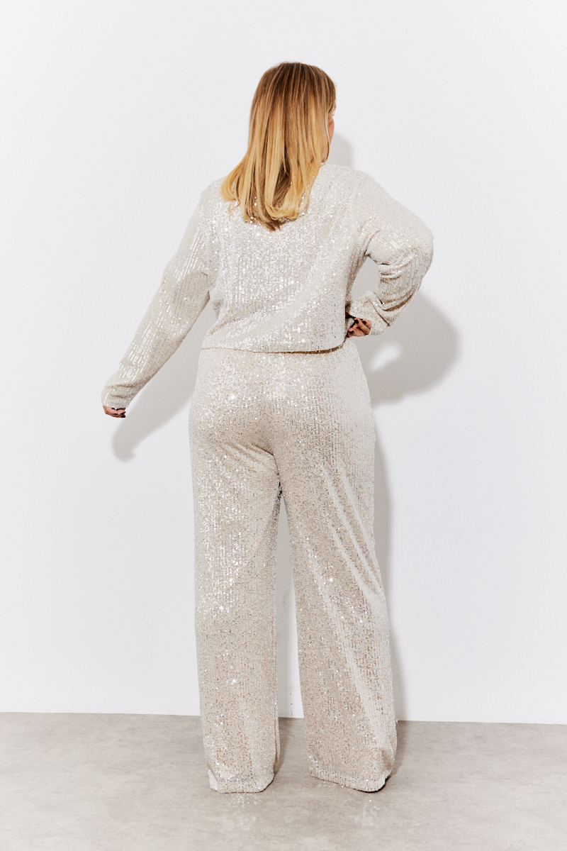 Gold Sequin Wide Leg Trouser 