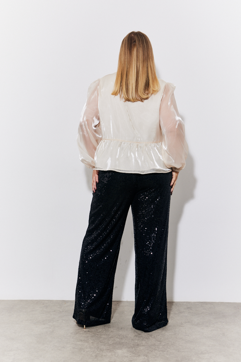 Black Sequin Wide Leg Trouser 