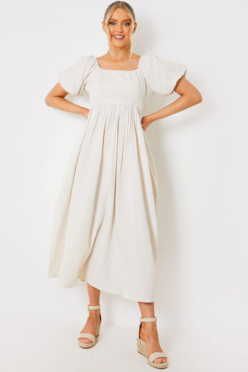 Puff Sleeve Square Neck Maxi Dress