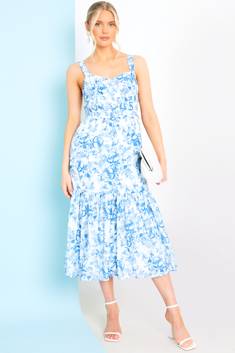 Floral Corset Detail Midaxi Dress