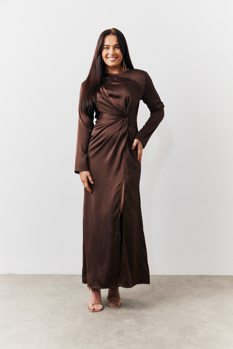 Satin Twist Detail Maxi Dress