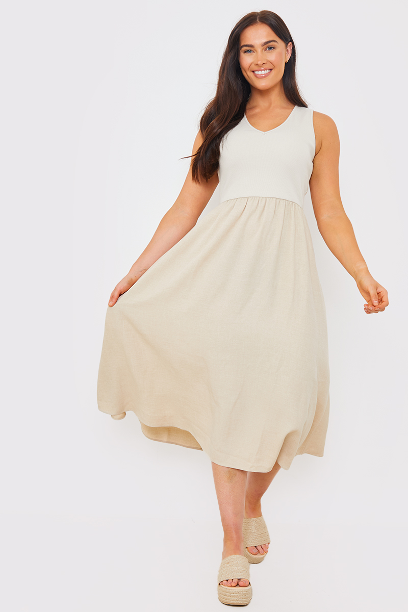 V Neck Midi Dress