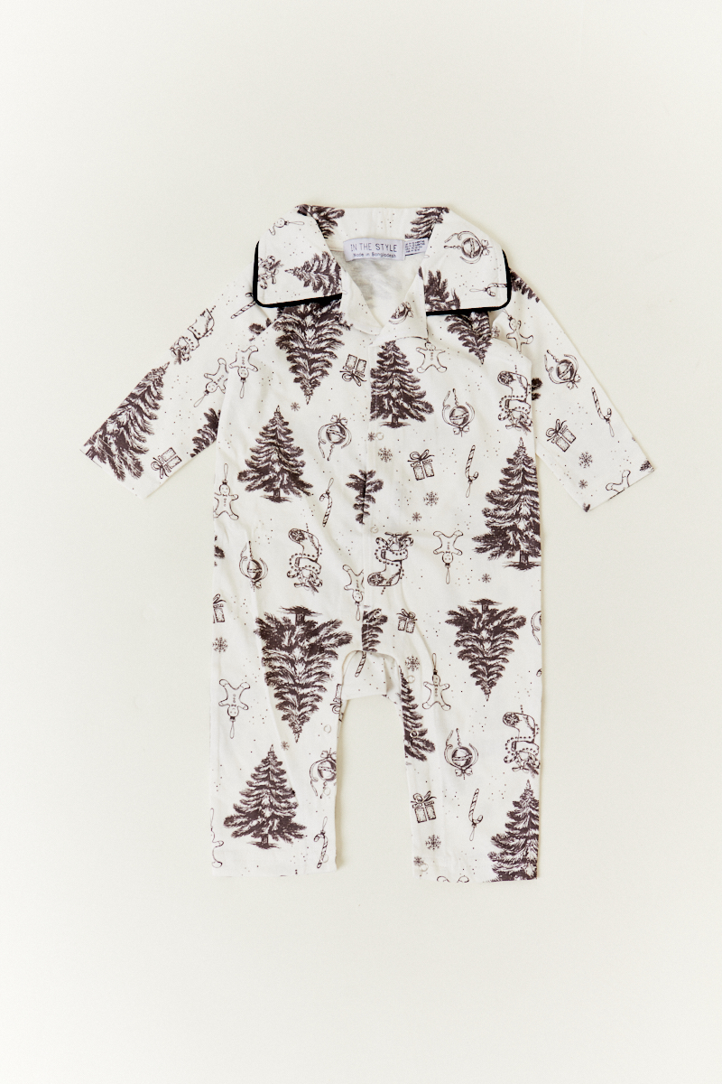 Cream Babies Christmas Tree Matching Family Romper