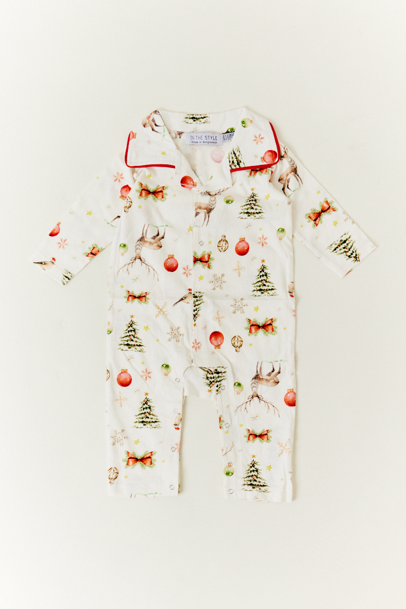 Cream Babies Christmas Matching Family Romper