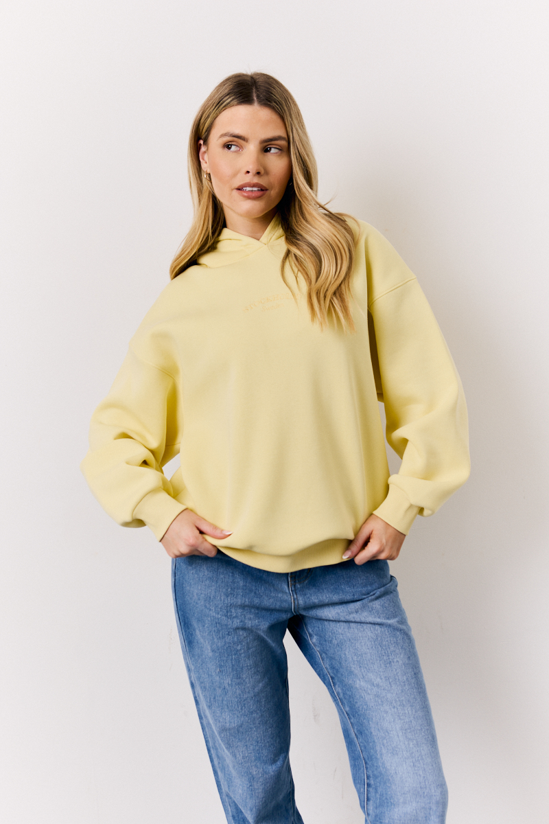 Yellow Graphic Oversized Hoodie