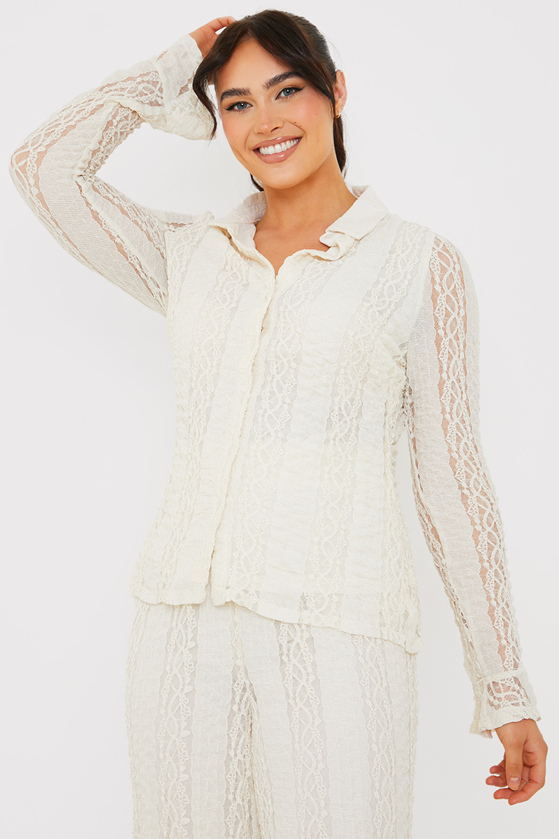 Textured Lace Co Ord Shirt
