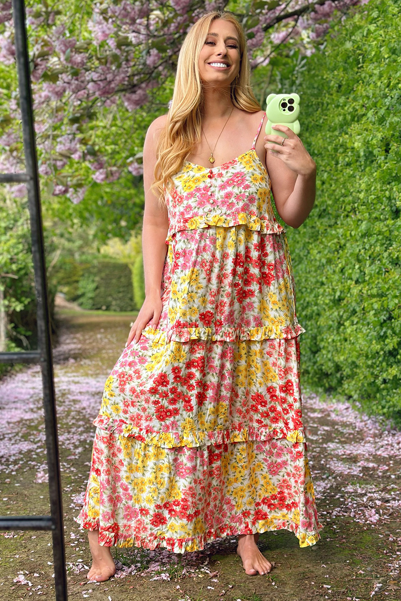 Sustainable Floral Frill Midaxi Dress