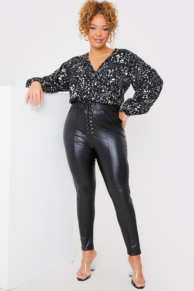 Leather lace up on sale leggings