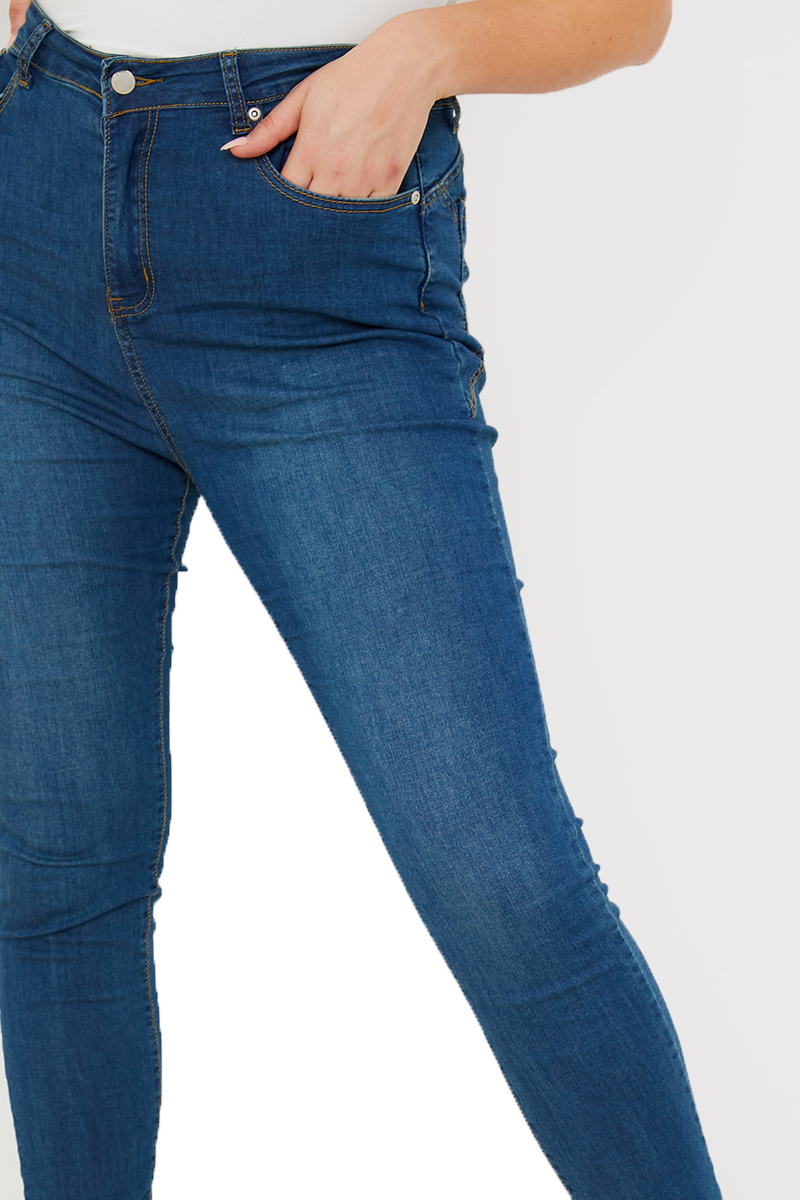 Mid Blue Thigh Slimmer Shaper Jeans by In the Style X Jac Jossa