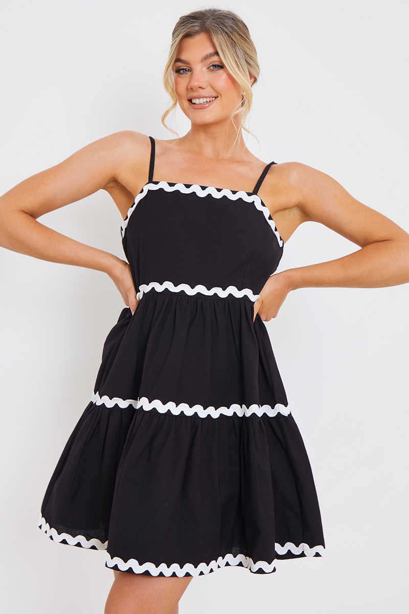 Contrast Tie Strappy Mini Dress