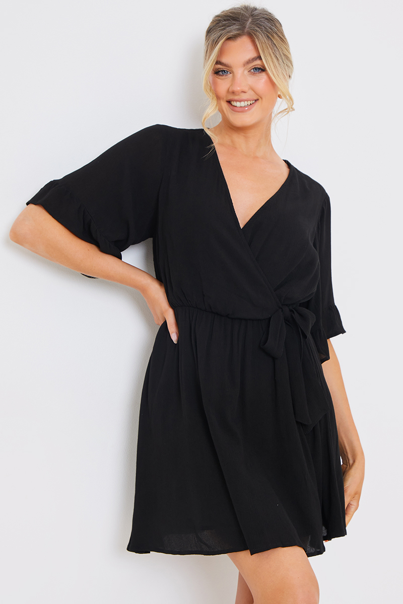 Curve Tie Detail Wrap Mini Dress